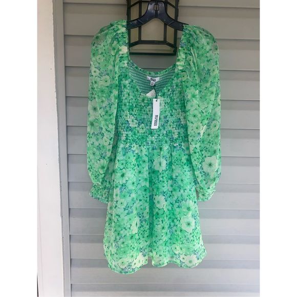 BB Dakota NWT Color Me Lucky Chiffon Dress in Basil Green Revolve, Sz XS, MP $89 - Picture 3 of 11